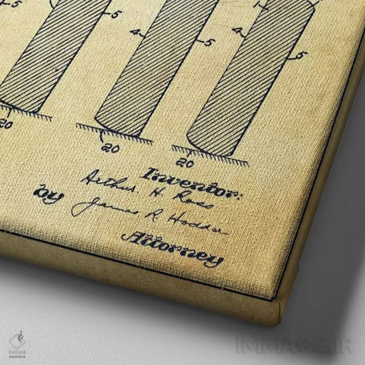 تابلو نقشهٔ ثبت اختراع پک هاکی (طرح وینتیج) اثر پیکسل کهنه (استودیو/نام هنری) - نمای نزدیک بافت بوم