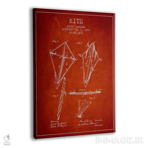 تابلو نقشهٔ ثبت اختراع بادبادک (طرح قرمز) اثر پیکسل کهنه (استودیو/نام هنری) - نمای پرسپکتیو محصول