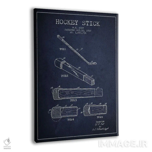 تابلو نقشهٔ ثبت اختراع چوب هاکی (طرح سرمهای) اثر پیکسل کهنه (استودیو/نام هنری) - نمای پرسپکتیو محصول