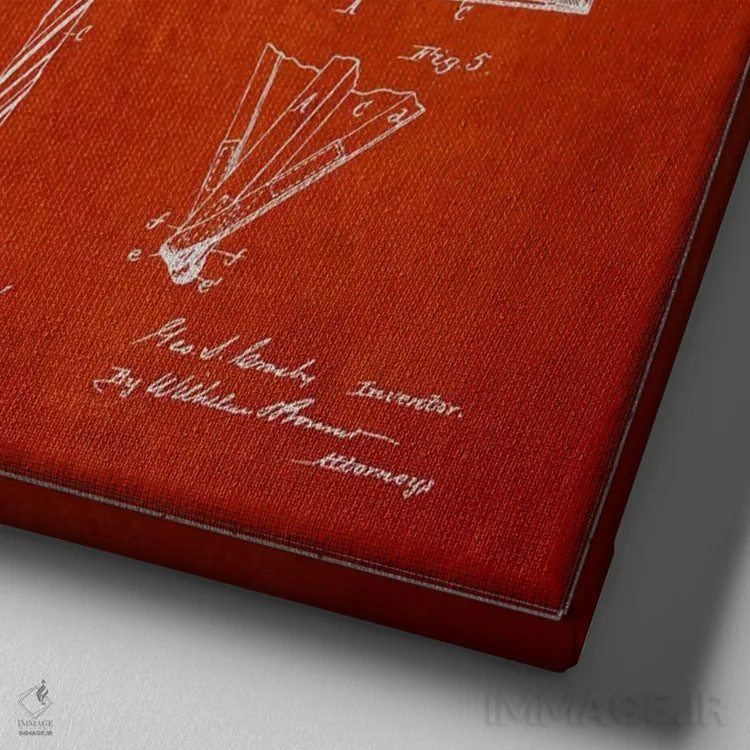 تابلو نقشهٔ ثبت اختراع بادبادک (طرح قرمز) اثر پیکسل کهنه (استودیو/نام هنری) - نمای نزدیک بافت بوم