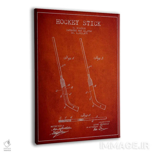 تابلو نقشهٔ ثبت اختراع چوب هاکی (طرح قرمز) اثر پیکسل کهنه (استودیو/نام هنری) - نمای پرسپکتیو محصول