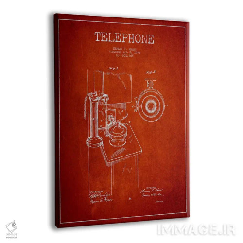 تابلو نقشهٔ ثبت اختراع تلفن Ahern (طرح قرمز) اثر پیکسل کهنه (استودیو/نام هنری) - نمای پرسپکتیو محصول