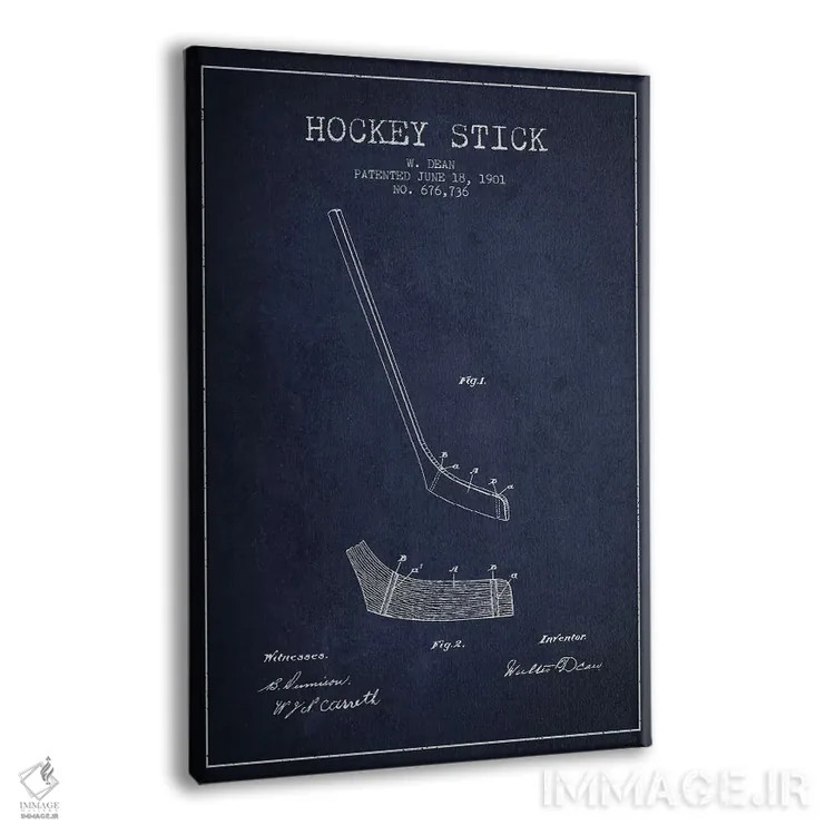 تابلو نقشهٔ ثبت اختراع چوب هاکی (طرح سرمهای) اثر پیکسل کهنه (استودیو/نام هنری) - نمای پرسپکتیو محصول