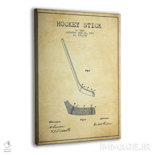 تابلو نقشهٔ ثبت اختراع چوب هاکی (طرح وینتیج) اثر پیکسل کهنه (استودیو/نام هنری) - نمای پرسپکتیو محصول