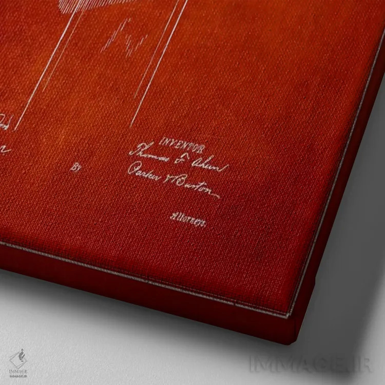 تابلو نقشهٔ ثبت اختراع تلفن Ahern (طرح قرمز) اثر پیکسل کهنه (استودیو/نام هنری) - نمای نزدیک بافت بوم