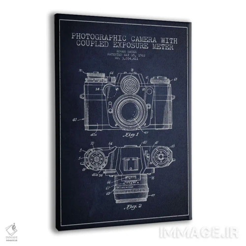 تابلو نقشهٔ ثبت اختراع دوربین (طرح سرمهای) اثر پیکسل کهنه (استودیو/نام هنری) - نمای پرسپکتیو محصول