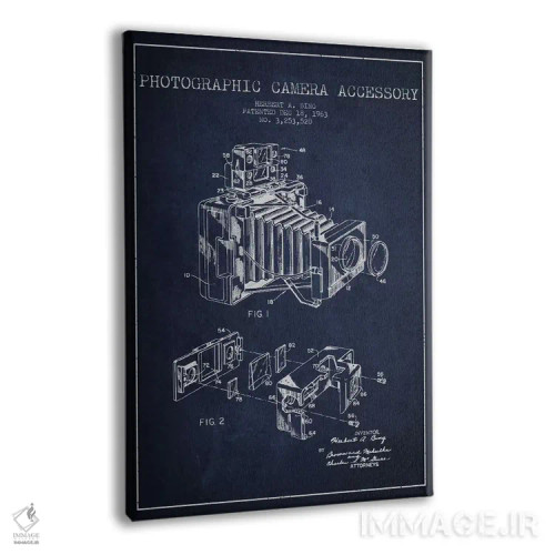 تابلو نقشهٔ ثبت اختراع دوربین (طرح سرمهای) اثر پیکسل کهنه (استودیو/نام هنری) - نمای پرسپکتیو محصول
