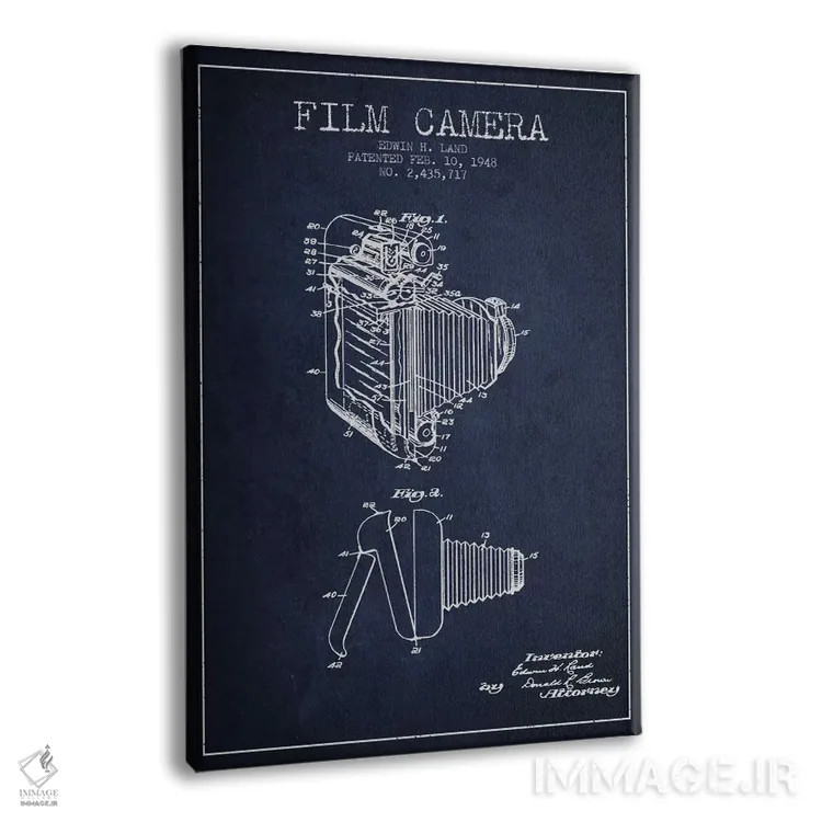 تابلو نقشهٔ ثبت اختراع دوربین (طرح سرمهای) اثر پیکسل کهنه (استودیو/نام هنری) - نمای پرسپکتیو محصول