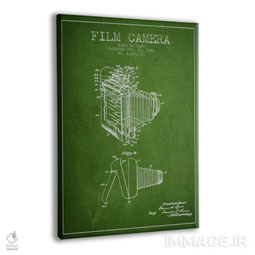 تابلو نقشهٔ ثبت اختراع دوربین (طرح سبز) اثر پیکسل کهنه (استودیو/نام هنری) - نمای پرسپکتیو محصول