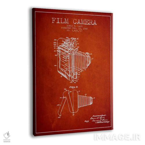 تابلو نقشهٔ ثبت اختراع دوربین (طرح قرمز) اثر پیکسل کهنه (استودیو/نام هنری) - نمای پرسپکتیو محصول