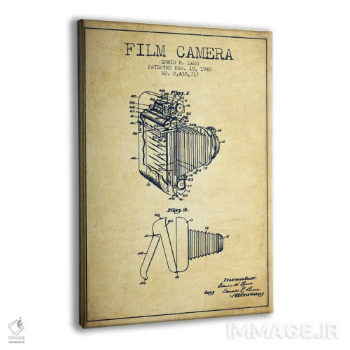 تابلو نقشهٔ ثبت اختراع دوربین (طرح وینتیج) اثر پیکسل کهنه (استودیو/نام هنری) - نمای پرسپکتیو محصول