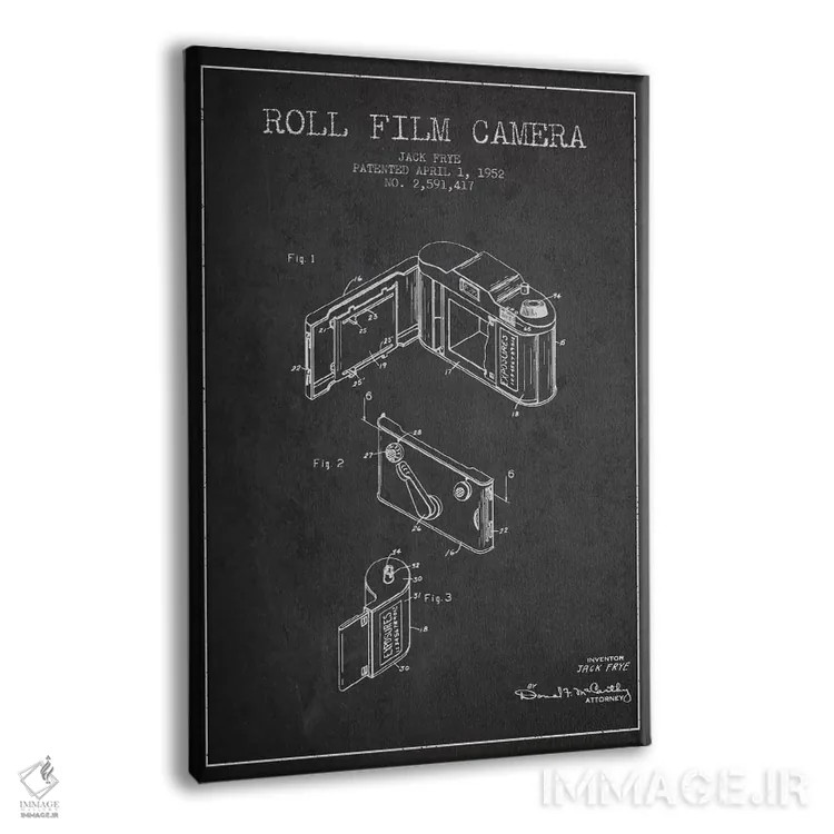 تابلو نقشهٔ اختراع دوربین (ذغالی) اثر پیکسل کهنه (استودیو/نام هنری) - نمای پرسپکتیو محصول