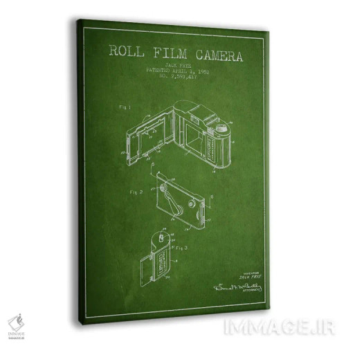 تابلو نقشهٔ اختراع دوربین (سبز) اثر پیکسل کهنه (استودیو/نام هنری) - نمای پرسپکتیو محصول