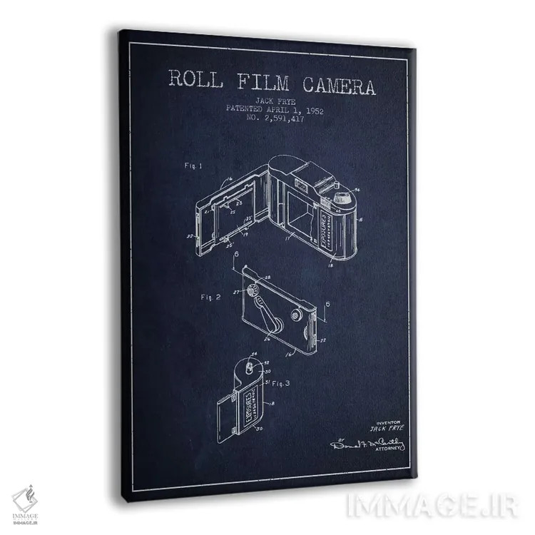 تابلو نقشهٔ اختراع دوربین (سرمهای) اثر پیکسل کهنه (استودیو/نام هنری) - نمای پرسپکتیو محصول