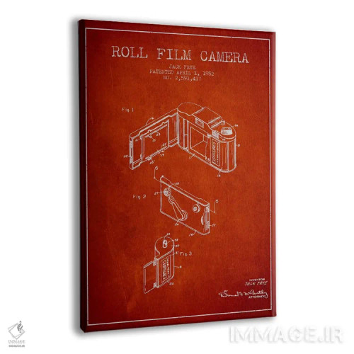 تابلو نقشهٔ اختراع دوربین (قرمز) اثر پیکسل کهنه (استودیو/نام هنری) - نمای پرسپکتیو محصول