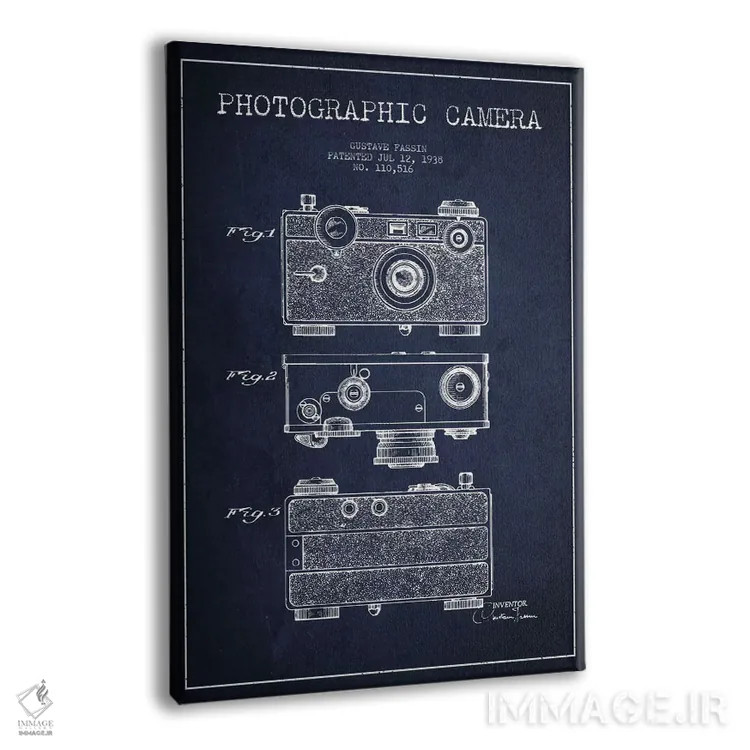 تابلو نقشهٔ اختراع دوربین (سرمهای) اثر پیکسل کهنه (استودیو/نام هنری) - نمای پرسپکتیو محصول