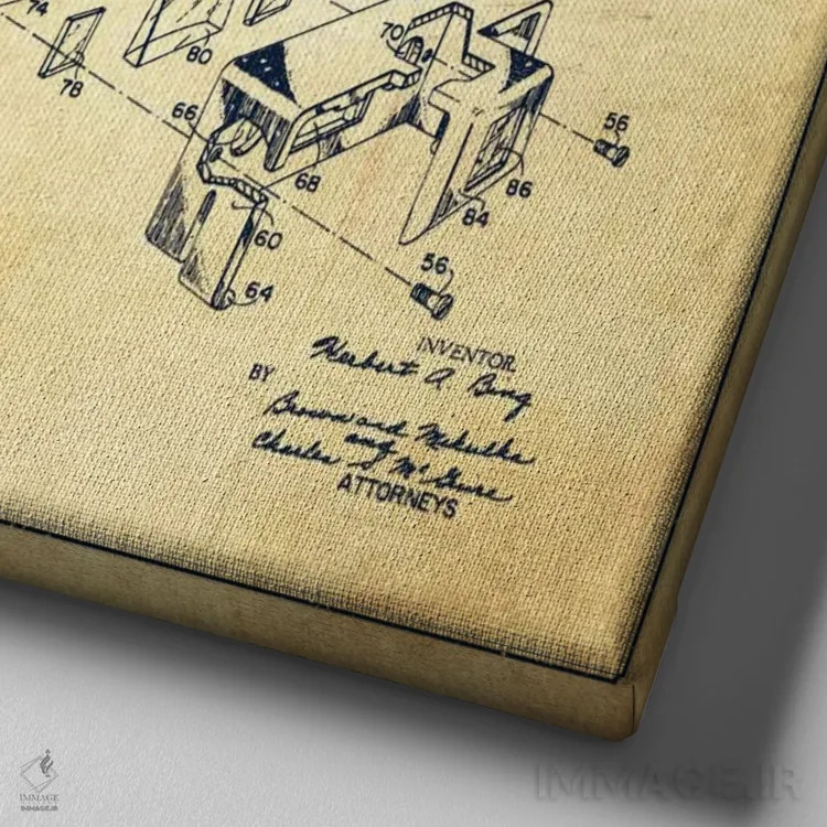 تابلو نقشهٔ ثبت اختراع دوربین (طرح وینتیج) اثر پیکسل کهنه (استودیو/نام هنری) - نمای نزدیک بافت بوم