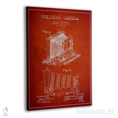 تابلو نقشهٔ اختراع دوربین (قرمز) اثر پیکسل کهنه (استودیو/نام هنری) - نمای پرسپکتیو محصول