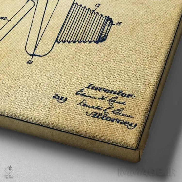 تابلو نقشهٔ ثبت اختراع دوربین (طرح وینتیج) اثر پیکسل کهنه (استودیو/نام هنری) - نمای نزدیک بافت بوم