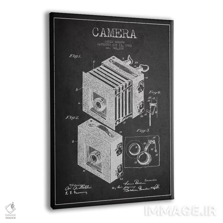 تابلو نقشهٔ اختراع دوربین (ذغالی) اثر پیکسل کهنه (استودیو/نام هنری) - نمای پرسپکتیو محصول