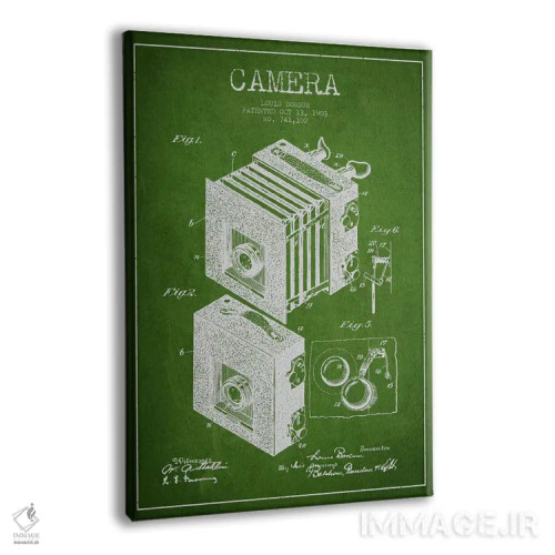 تابلو نقشهٔ اختراع دوربین (سبز) اثر پیکسل کهنه (استودیو/نام هنری) - نمای پرسپکتیو محصول