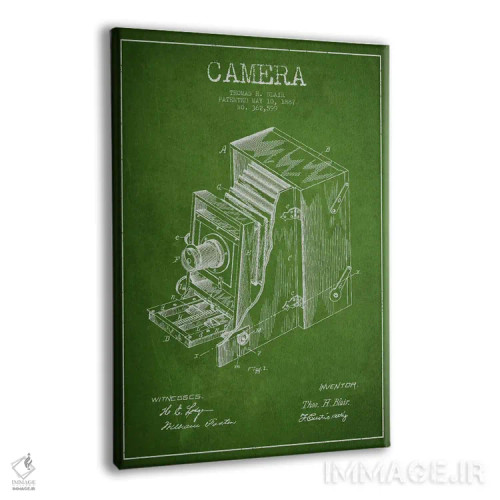 تابلو نقشهٔ اختراع دوربین (سبز) اثر پیکسل کهنه (استودیو/نام هنری) - نمای پرسپکتیو محصول
