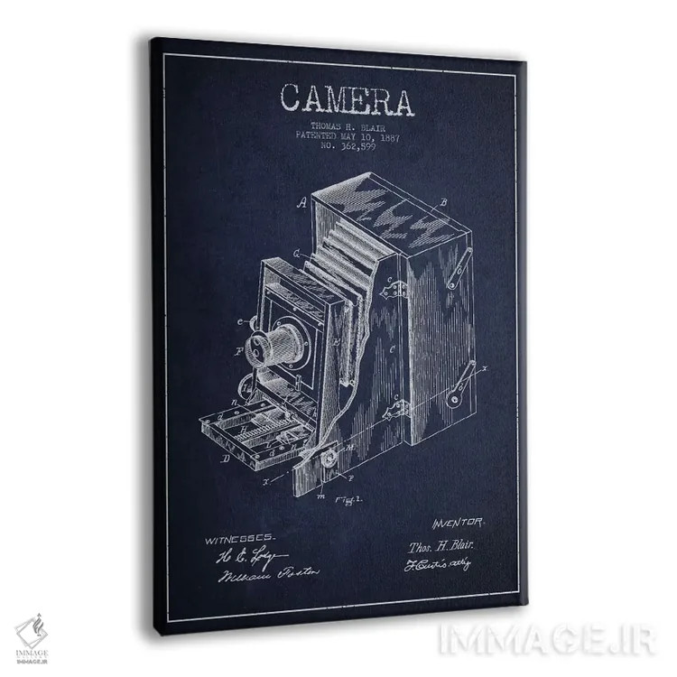 تابلو نقشهٔ اختراع دوربین (سرمهای) اثر پیکسل کهنه (استودیو/نام هنری) - نمای پرسپکتیو محصول
