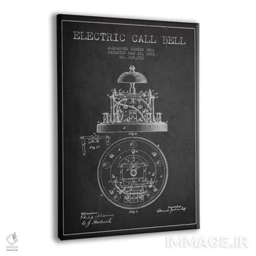 تابلو نقشهٔ اختراع زنگ برقی (ذغالی) اثر پیکسل کهنه (استودیو/نام هنری) - نمای پرسپکتیو محصول