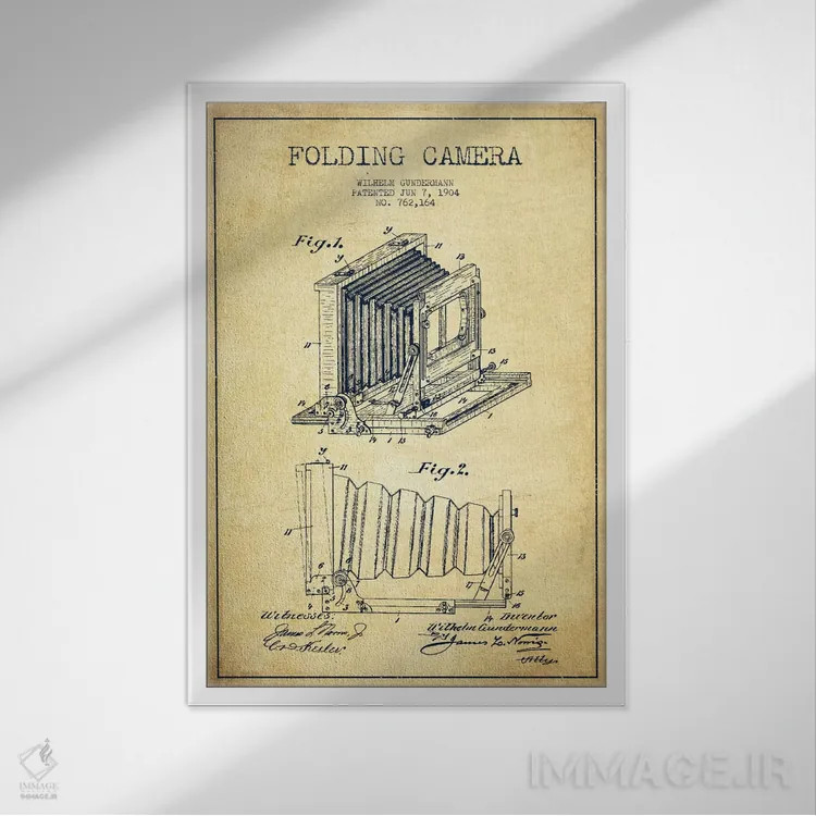 تابلو نقشهٔ اختراع دوربین (قدیمی) اثر پیکسل کهنه (استودیو/نام هنری) - نمای قابدار سفید