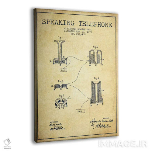 تابلو نقشهٔ اختراع تلفن گویا (قدیمی) اثر پیکسل کهنه (استودیو/نام هنری) - نمای پرسپکتیو محصول