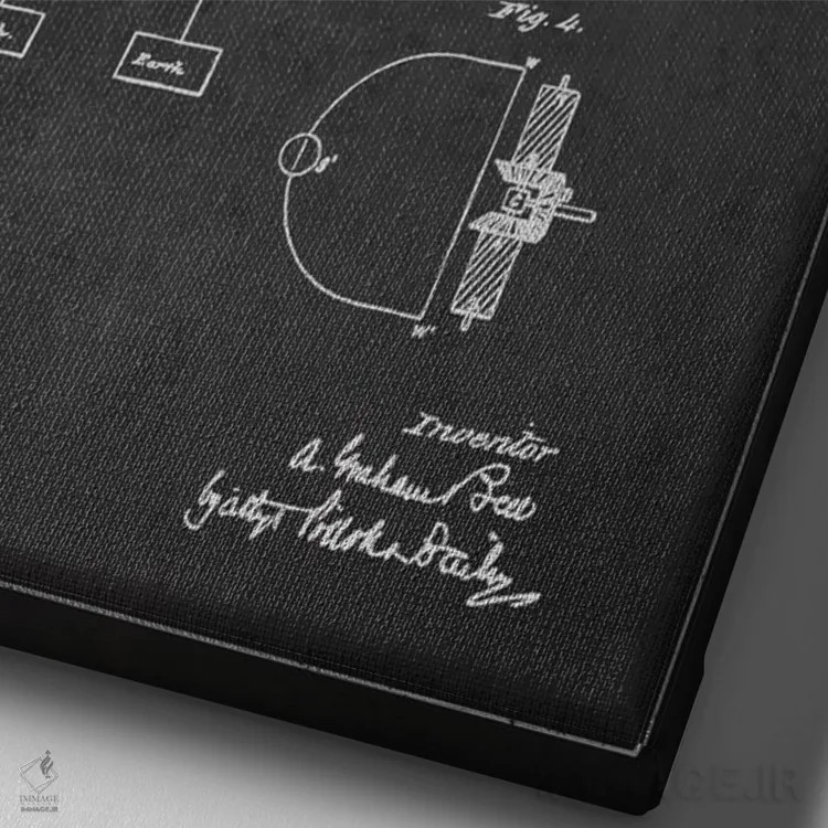 تابلو نقشهٔ اختراع جریانهای الکتریکی (ذغالی) اثر پیکسل کهنه (استودیو/نام هنری) - نمای نزدیک بافت بوم