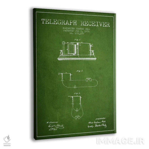 تابلو نقشهٔ اختراع گیرنده تلگراف (سبز) اثر پیکسل کهنه (استودیو/نام هنری) - نمای پرسپکتیو محصول