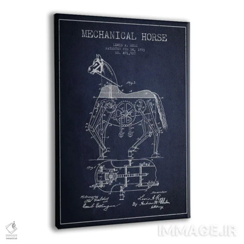 تابلو نقشهٔ اختراع اسب مکانیکی (سرمهای) اثر پیکسل کهنه (استودیو/نام هنری) - نمای پرسپکتیو محصول