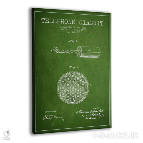 تابلو نقشهٔ اختراع مدار تلفن (سبز) اثر پیکسل کهنه (استودیو/نام هنری) - نمای پرسپکتیو محصول