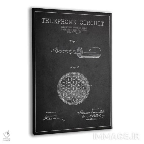 تابلو نقشهٔ اختراع مدار تلفن (ذغالی) اثر پیکسل کهنه (استودیو/نام هنری) - نمای پرسپکتیو محصول