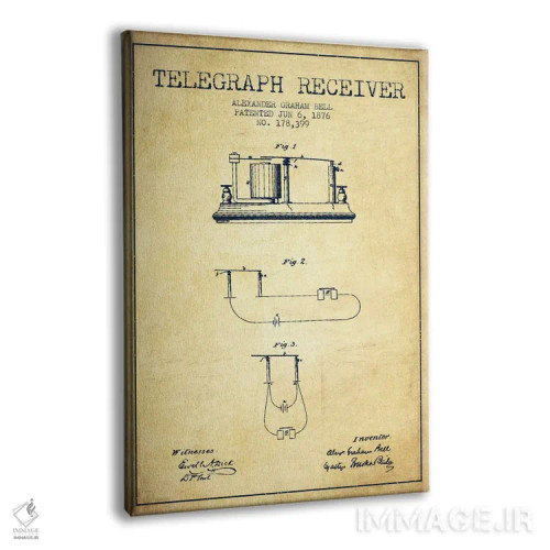 تابلو نقشهٔ اختراع گیرنده تلگراف (قدیمی) اثر پیکسل کهنه (استودیو/نام هنری) - نمای پرسپکتیو محصول