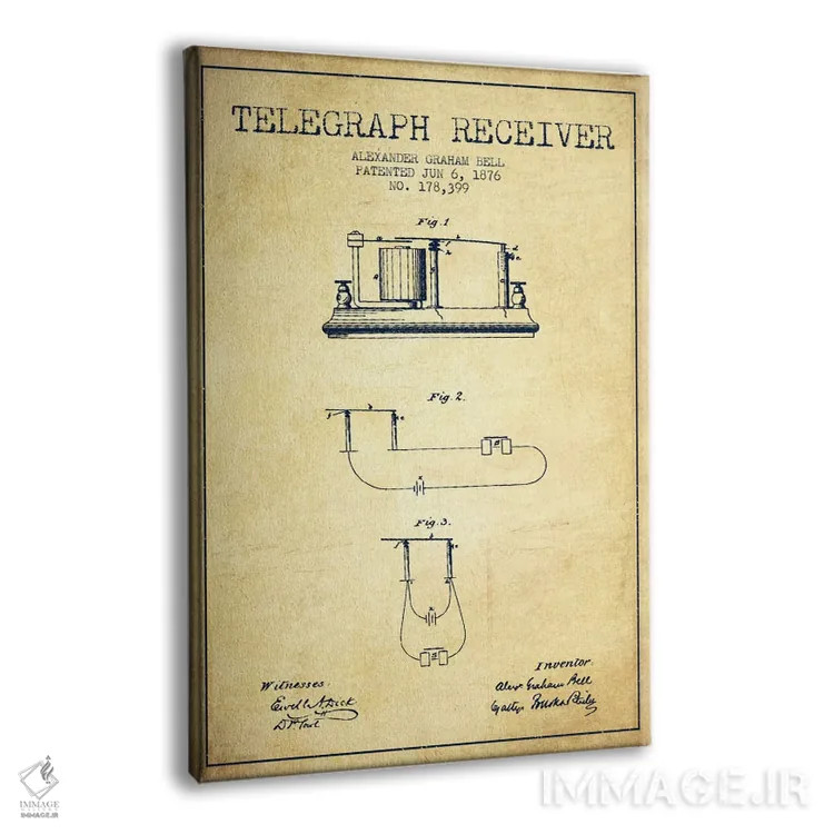 تابلو نقشهٔ اختراع گیرنده تلگراف (قدیمی) اثر پیکسل کهنه (استودیو/نام هنری) - نمای پرسپکتیو محصول