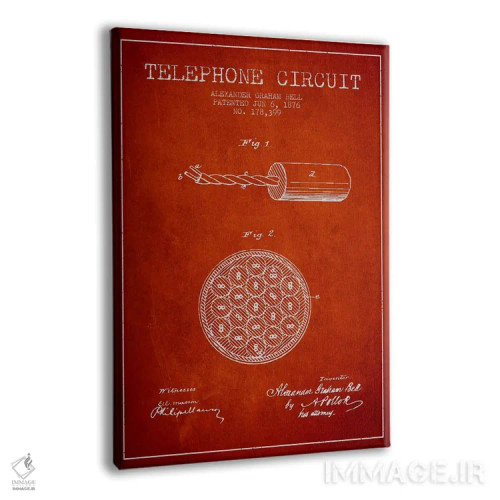 تابلو نقشهٔ اختراع مدار تلفن (قرمز) اثر پیکسل کهنه (استودیو/نام هنری) - نمای پرسپکتیو محصول