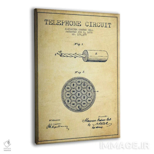 تابلو نقشهٔ اختراع مدار تلفن (قدیمی) اثر پیکسل کهنه (استودیو/نام هنری) - نمای پرسپکتیو محصول