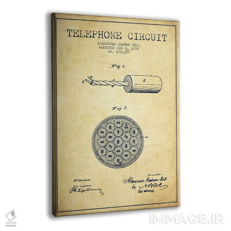 تابلو نقشهٔ اختراع مدار تلفن (قدیمی) اثر پیکسل کهنه (استودیو/نام هنری) - نمای پرسپکتیو محصول