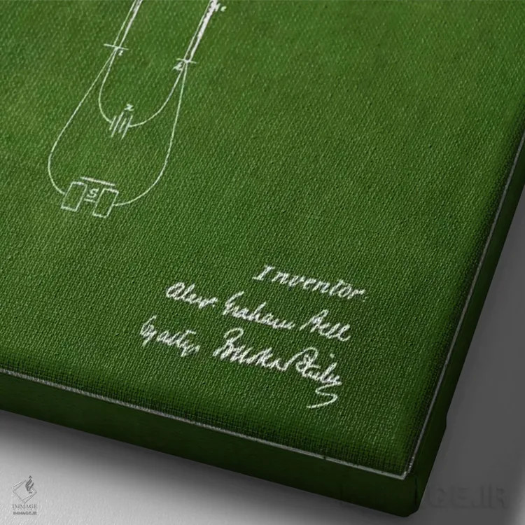 تابلو نقشهٔ اختراع گیرنده تلگراف (سبز) اثر پیکسل کهنه (استودیو/نام هنری) - نمای نزدیک بافت بوم