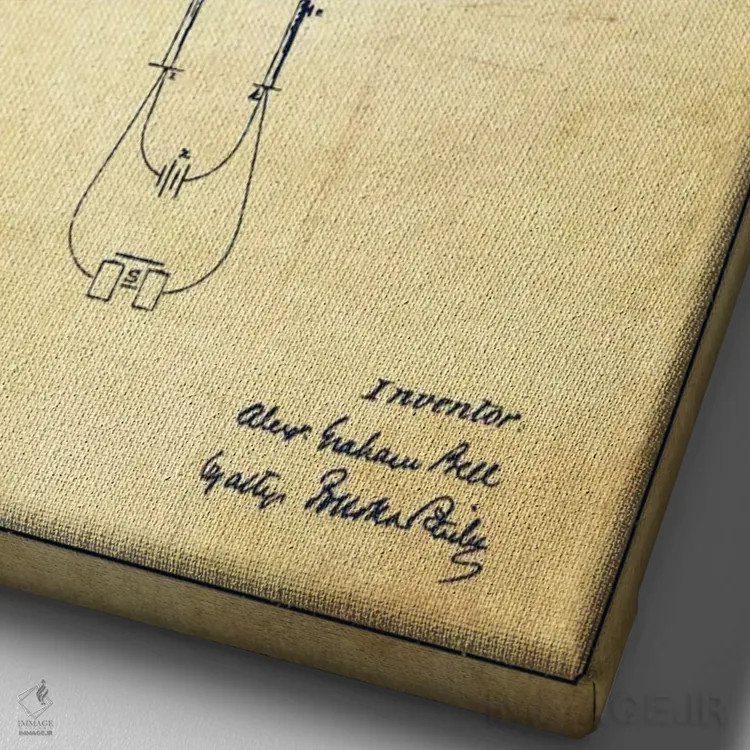 تابلو نقشهٔ اختراع گیرنده تلگراف (قدیمی) اثر پیکسل کهنه (استودیو/نام هنری) - نمای نزدیک بافت بوم