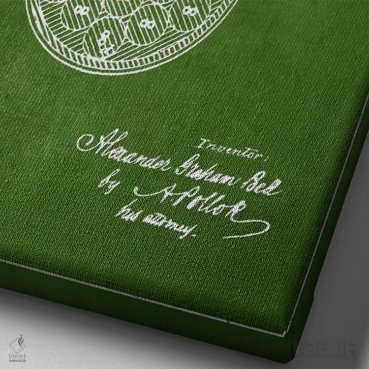 تابلو نقشهٔ اختراع مدار تلفن (سبز) اثر پیکسل کهنه (استودیو/نام هنری) - نمای نزدیک بافت بوم