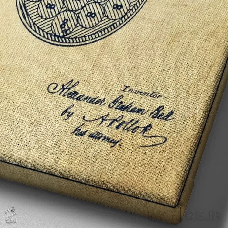 تابلو نقشهٔ اختراع مدار تلفن (قدیمی) اثر پیکسل کهنه (استودیو/نام هنری) - نمای نزدیک بافت بوم