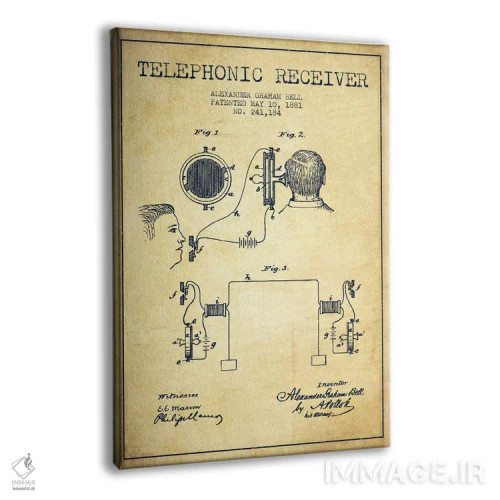 تابلو نقشهٔ اختراع گیرنده تلفنی (قدیمی) اثر پیکسل کهنه (استودیو/نام هنری) - نمای پرسپکتیو محصول