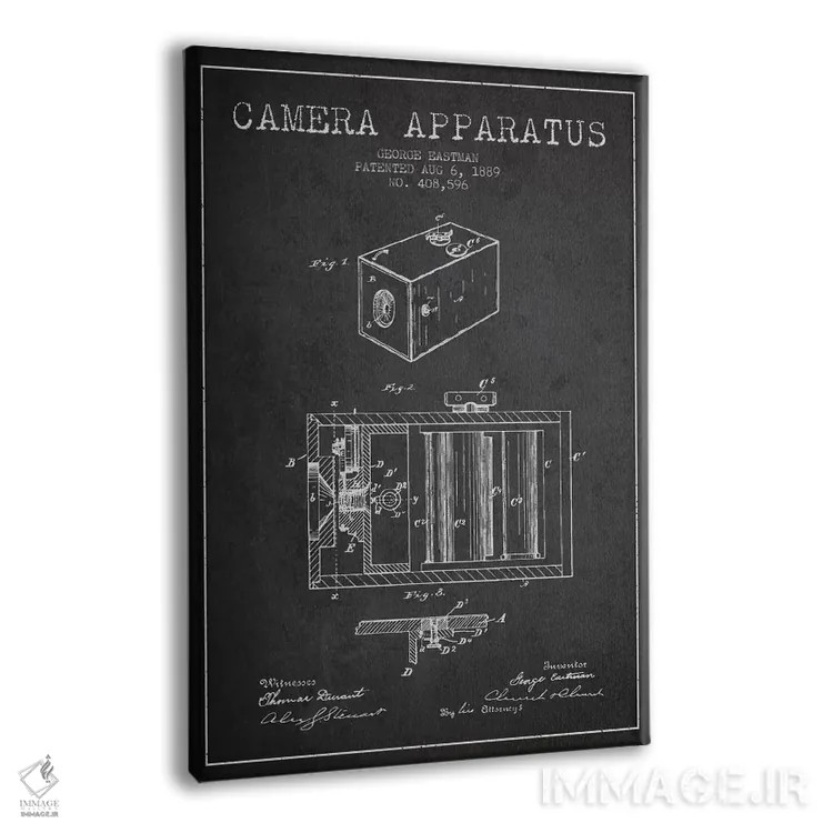 تابلو نقشهٔ اختراع دوربین (ذغالی) اثر پیکسل کهنه (استودیو/نام هنری) - نمای پرسپکتیو محصول