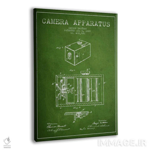تابلو نقشهٔ اختراع دوربین (سبز) اثر پیکسل کهنه (استودیو/نام هنری) - نمای پرسپکتیو محصول