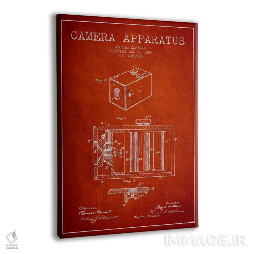 تابلو نقشهٔ اختراع دوربین (قرمز) اثر پیکسل کهنه (استودیو/نام هنری) - نمای پرسپکتیو محصول