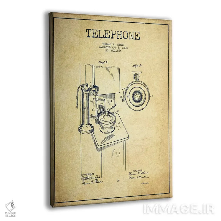 تابلو نقشهٔ اختراع تلفن اهرن (قدیمی) اثر پیکسل کهنه (استودیو/نام هنری) - نمای پرسپکتیو محصول