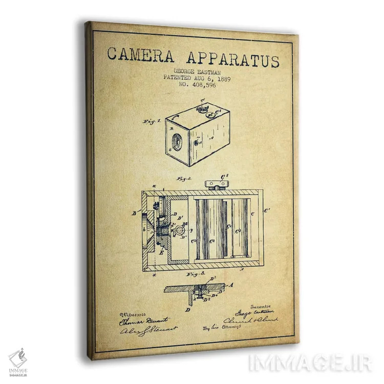 تابلو نقشهٔ اختراع دوربین (قدیمی) اثر پیکسل کهنه (استودیو/نام هنری) - نمای پرسپکتیو محصول
